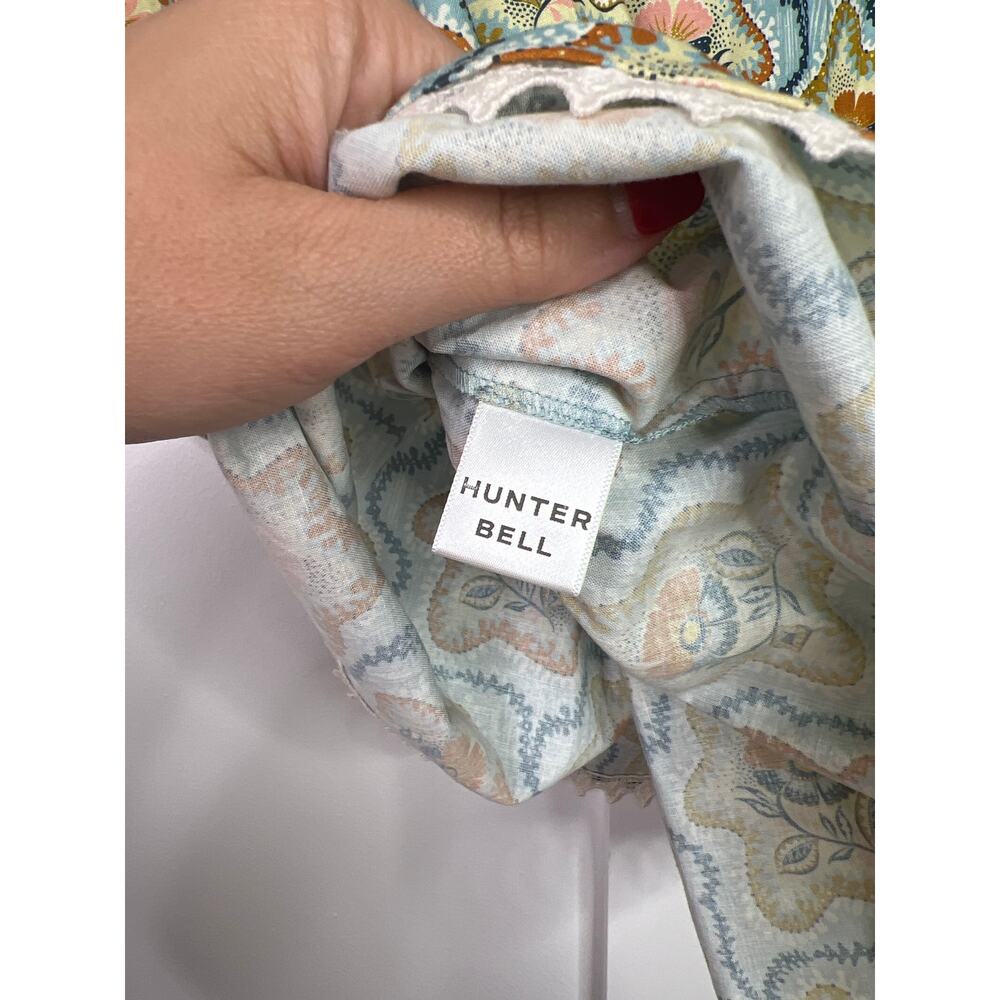 NEW Hunter Bell Puff Sleeves Peplum Cotton Lenny Tea Time Floral Top Blouse - Picture 7 of 9